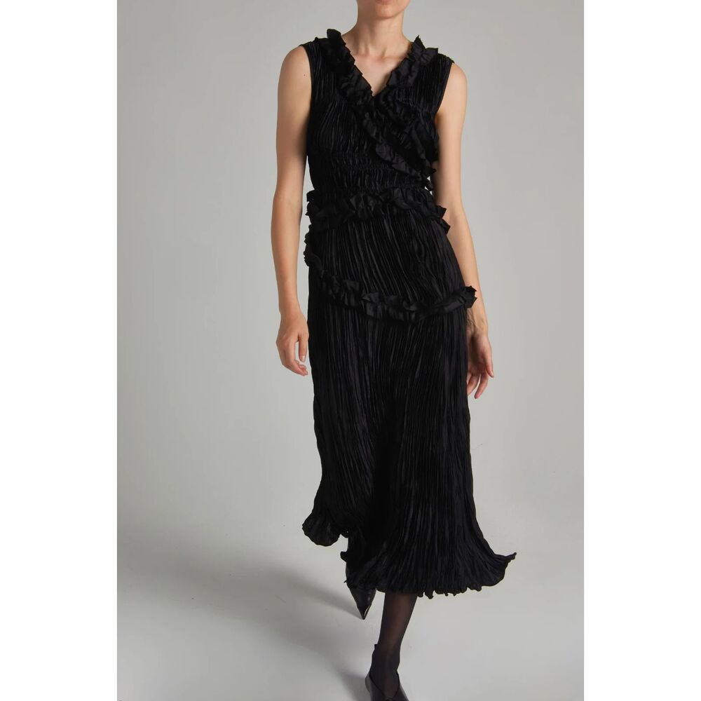 SAINT ART Willa Ruffled Maxi Dress Black Small